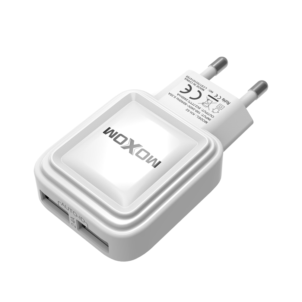 EU Plug Mobile Phone Charger White USB Wall Charger USB Charger For Home Or Travel 5V 2.4A PC Material Charger
